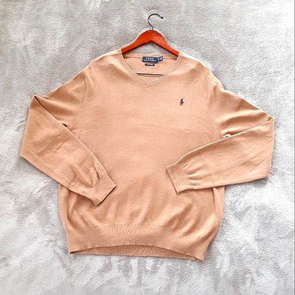 Polo Ralph Lauren Other - Polo Ralph Lauren  V-neck Pima Cotton Tan Sweater Size XL